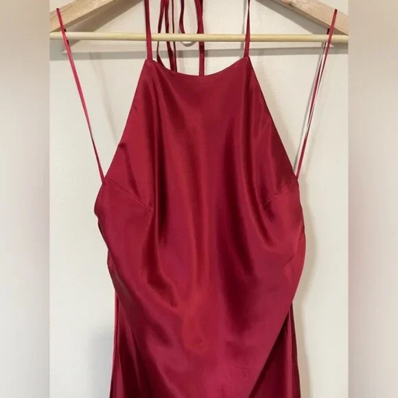 NEW Reformation Jeany Silk Long Dress Backless Formal Sangre Red | Size M - Picture 11 of 13